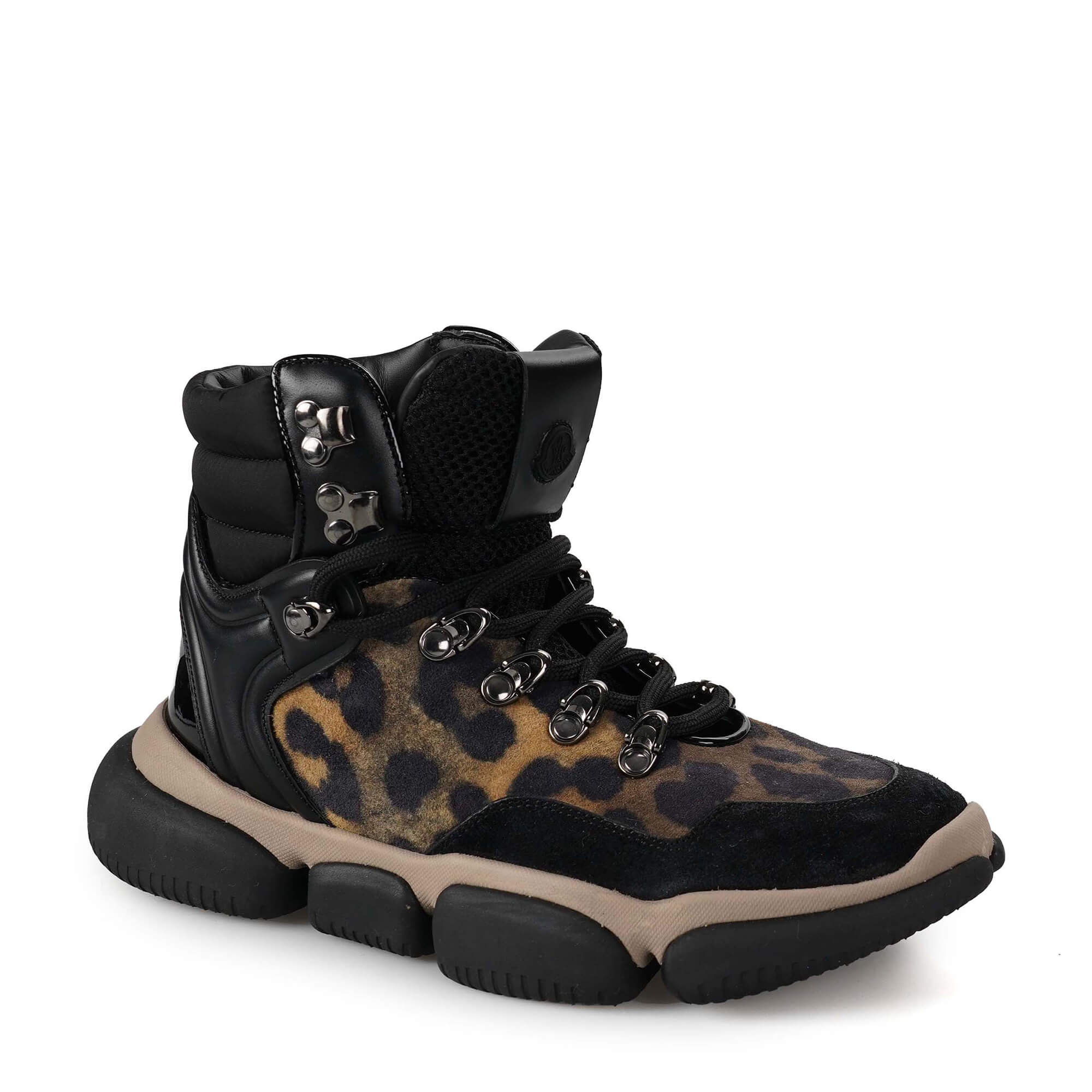 Moncler - Leopard Print Nubuck and Leather Boots 